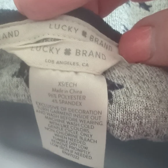 Lucky Brand Gray and Navy Blue Pajama Set Soft Knit Style - Picture 2 of 8